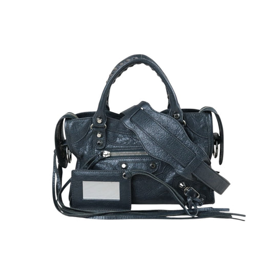 Include Entrupy Certificate of Authenticity｜Good ( Rank AB)｜Balenciaga Waxed Leather Classic City Mini Grey HandBag Shoulder Bag ｜S26070304