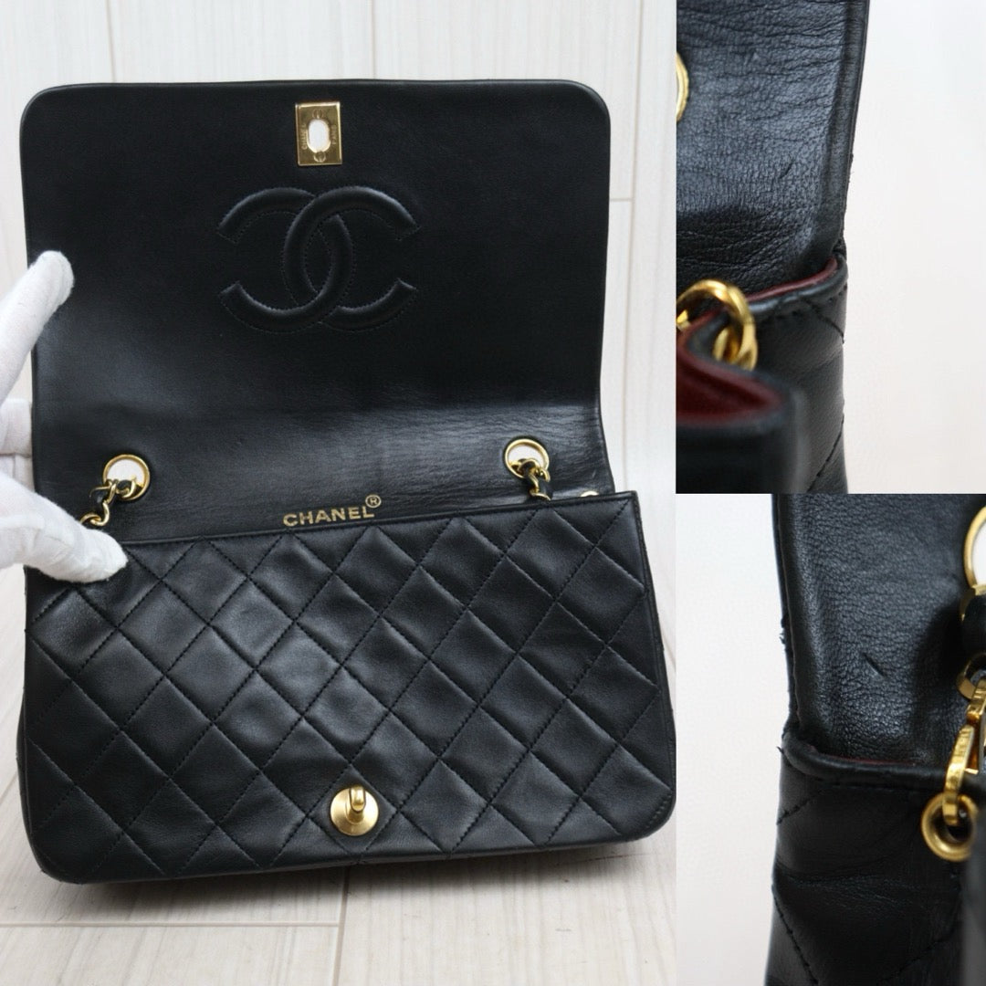 Good ( Rank AB)｜ CHANEL Matrasse Lamb Skin Chain Bag Black Made in 1989-1991 Year｜25020618
