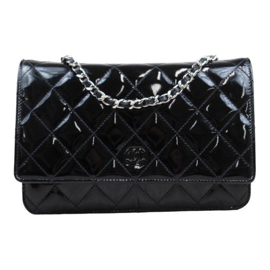 Rank A｜ CHANEL Enamel So Black Chain Wallet   ｜S24030408