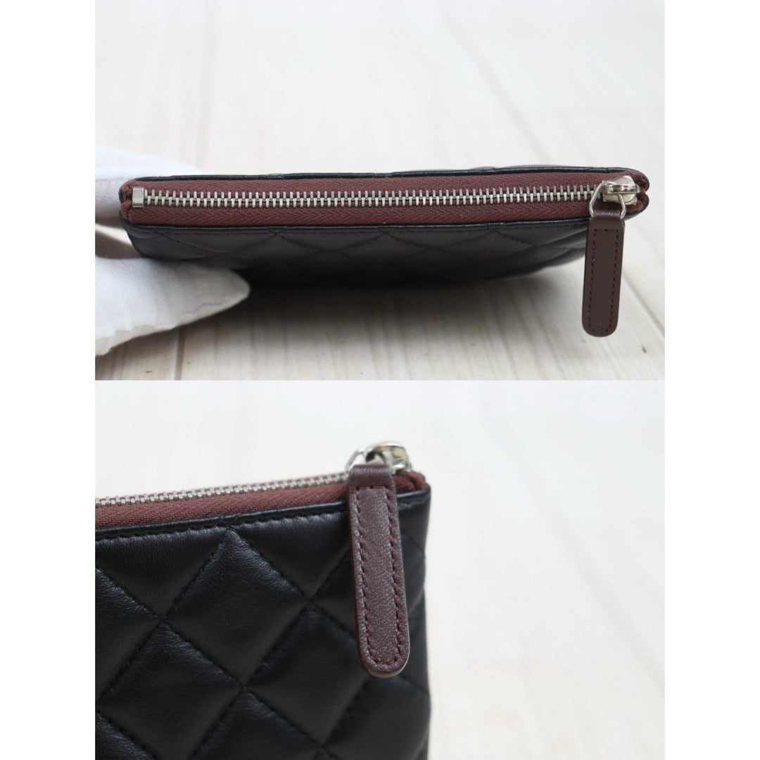 Very Good ( Rank A)｜ CHANEL Coco Mark Lambskin Classic Small Pouch  Black Made In 2014-2015Year｜25091209