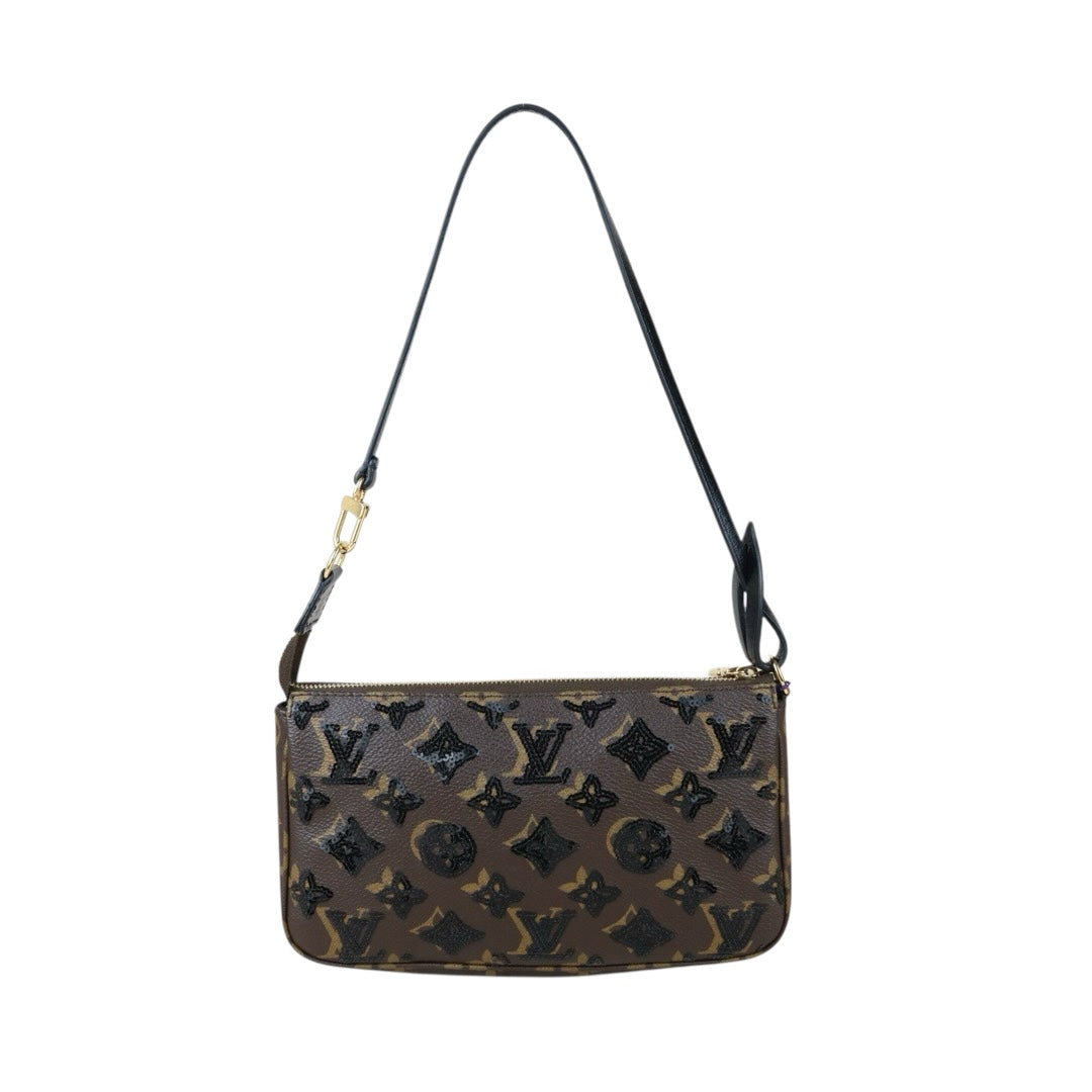 Include Entrupy Certificate of Authenticity｜Very Good ( Rank A)｜ Louis Vuitton Monogram Black Sequined Pochette Accessoire  IC Chips Model｜Z26091510