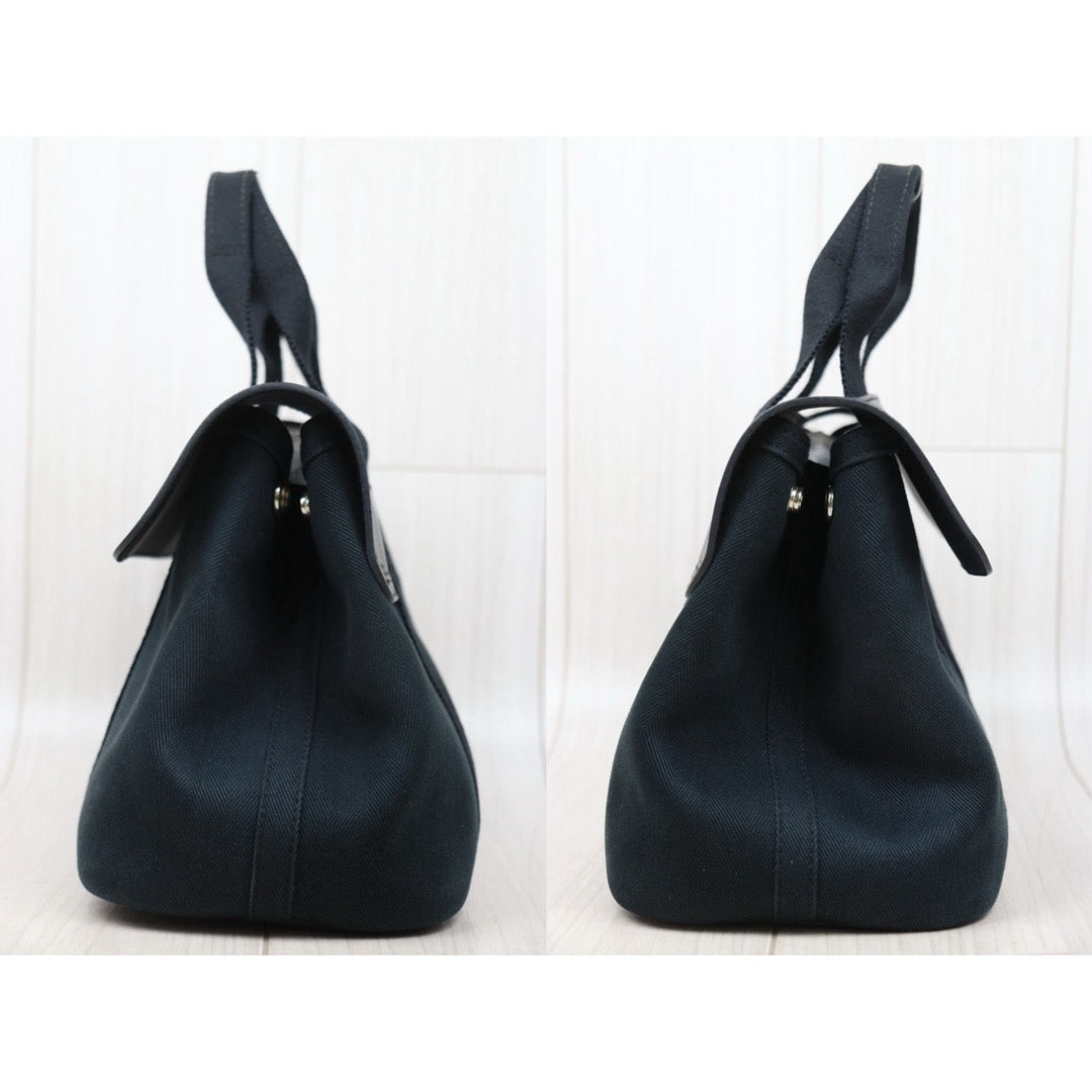 Very Good ( Rank A)｜ HERMES Valparaiso Canvas Graphite Green HandBag Small ｜25062618
