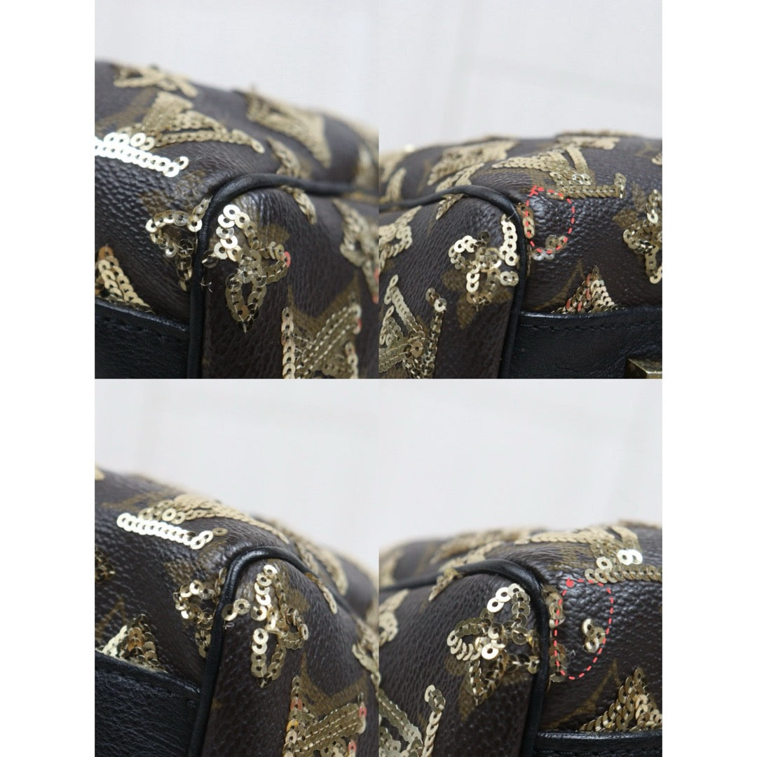 Include Entrupy Certificate of Authenticity｜Good ( Rank AB) ｜ Louis Vuitton Monogram Sequin Mixed leather Speedy 30 Hand Bag ｜S26080618