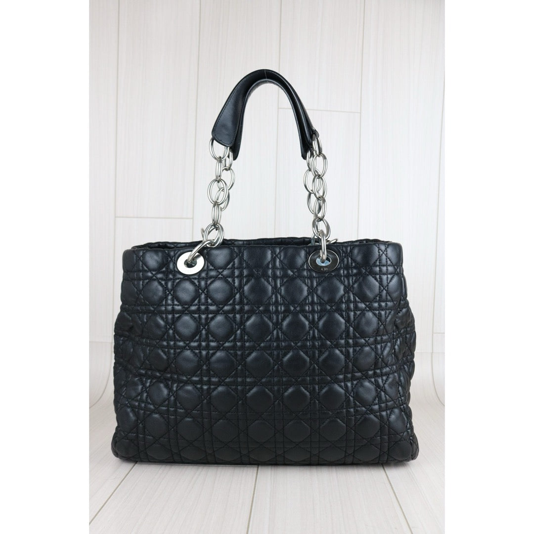Include Entrupy Certificate of Authenticity｜Good ( Rank AB)｜  Dior Lamb Skin Large Lady Dior Tote Bag Black ｜S26053001