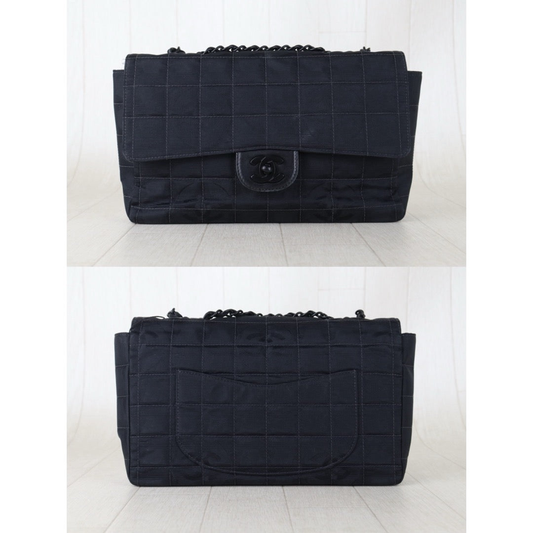 Include Entrupy Certificate of Authenticity｜Good ( Rank AB)｜CHANEL Chocolate Bar Canvas So Black Flap Made In 2002-2003 Year｜S26090745