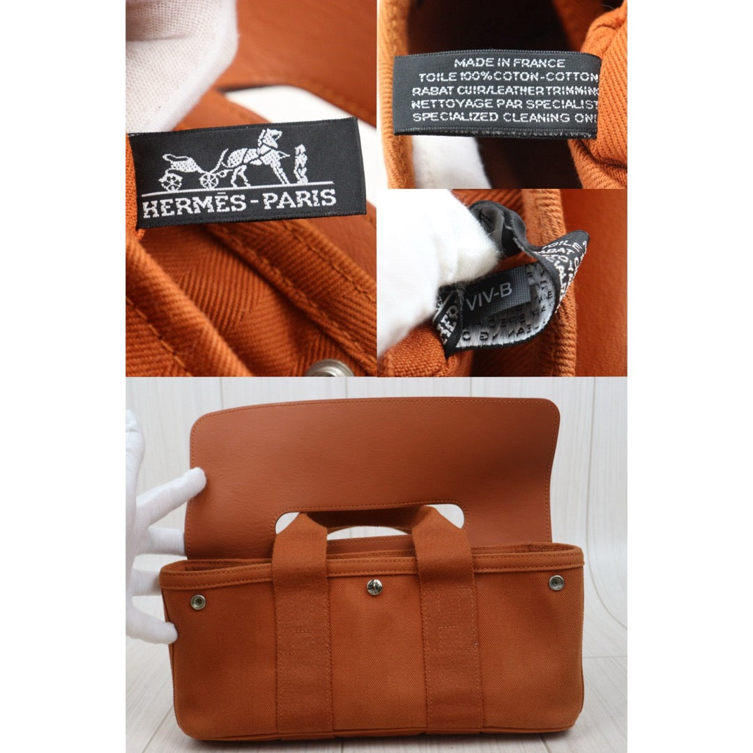 Good ( Rank AB)｜ HERMES Valparaiso Canvas Orange HandBag With Pouch｜P25082714