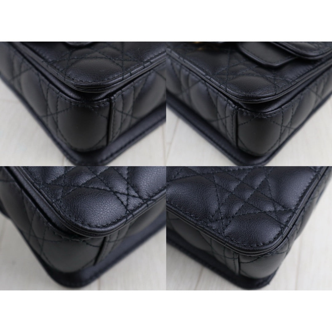 Very Good ( Rank A) ｜Dior Calfskin Mini Jolie Top  Handle  Handbag  Shoulder Bag Black  ｜H25063016