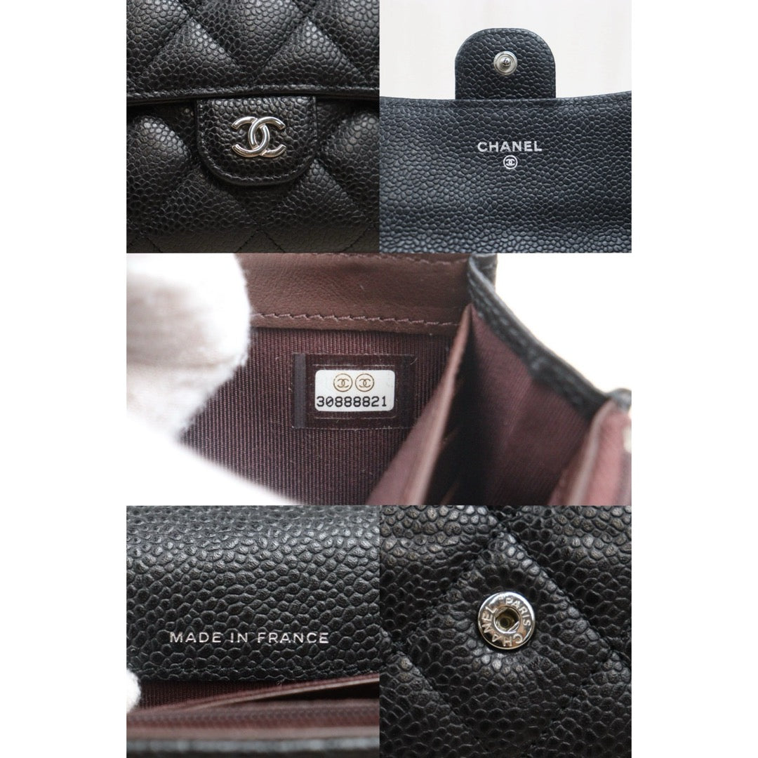 Include Entrupy Certificate of Authenticity｜Very Good ( Rank A)｜CHANEL Caviar Skin Black Long Wallet Made In 2020-2021Year｜26071307