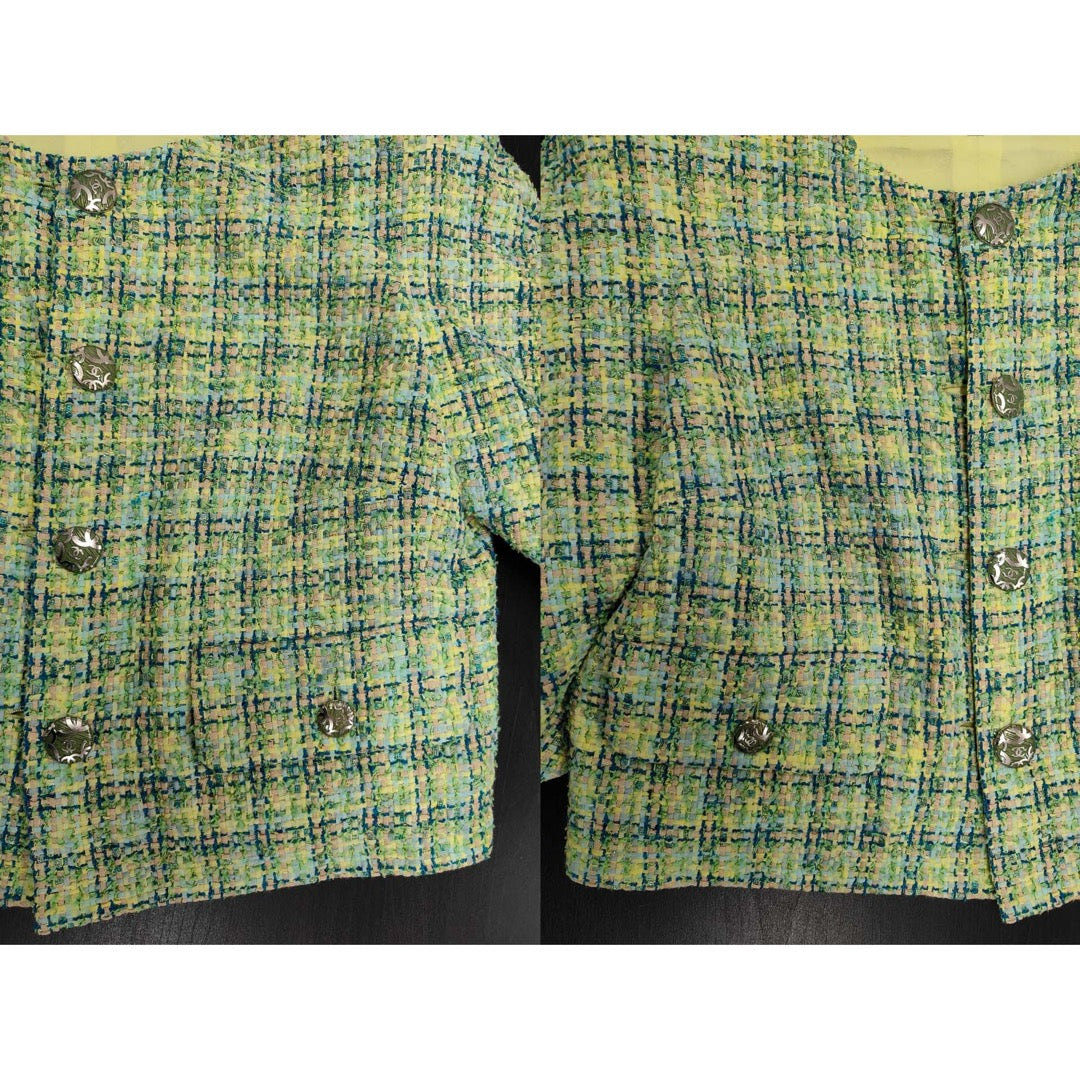 Very Good ( Rank A) ｜ CHANEL 19P Cotton Tweed Avocado Green Coat 44 size  ｜W25102108