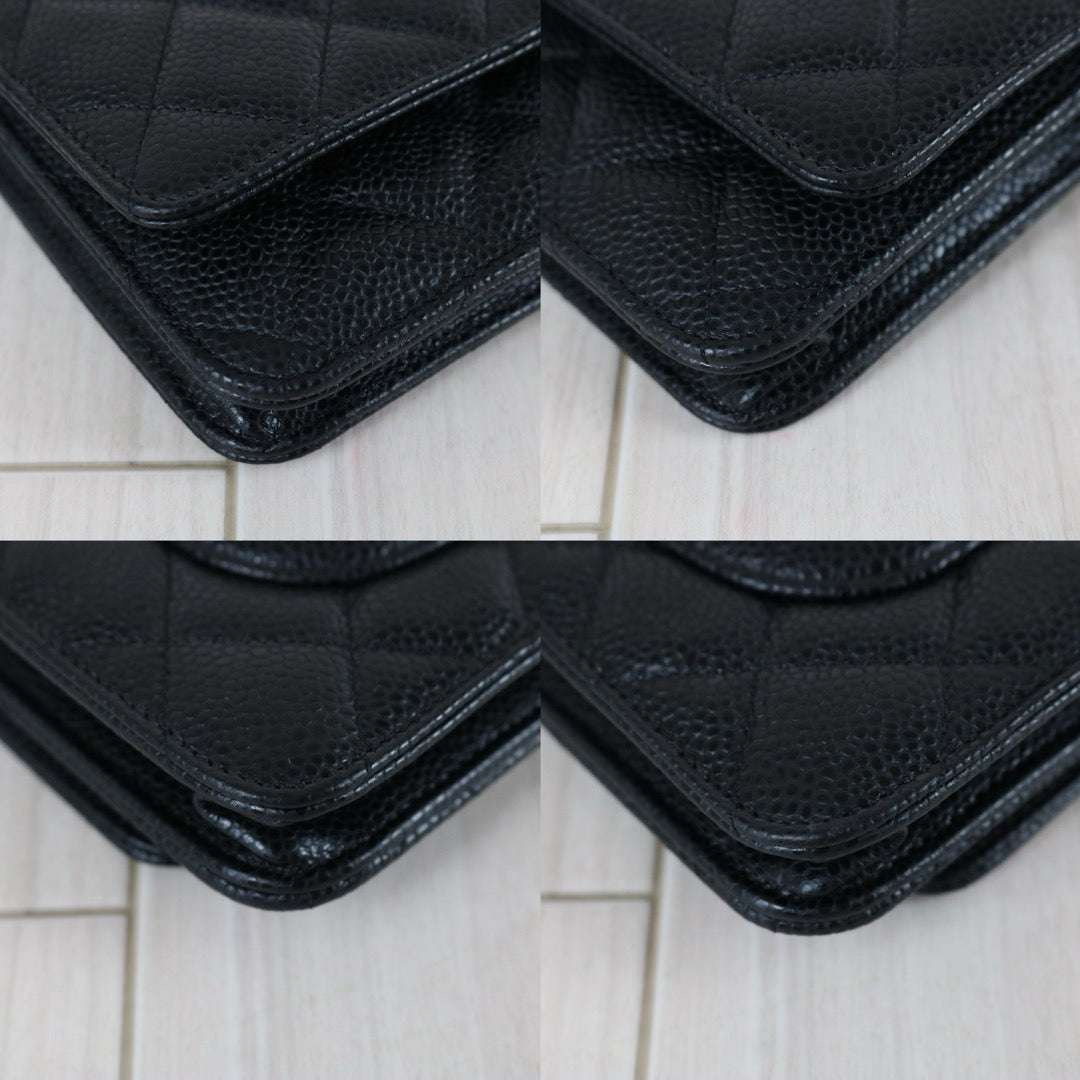 Include Entrupy Certificate of Authenticity｜Excellent（Rank SA）｜Full Set CHANEL Caviar Skin WOC 19 Chain Bag Black Made In 2020Year｜S26073001