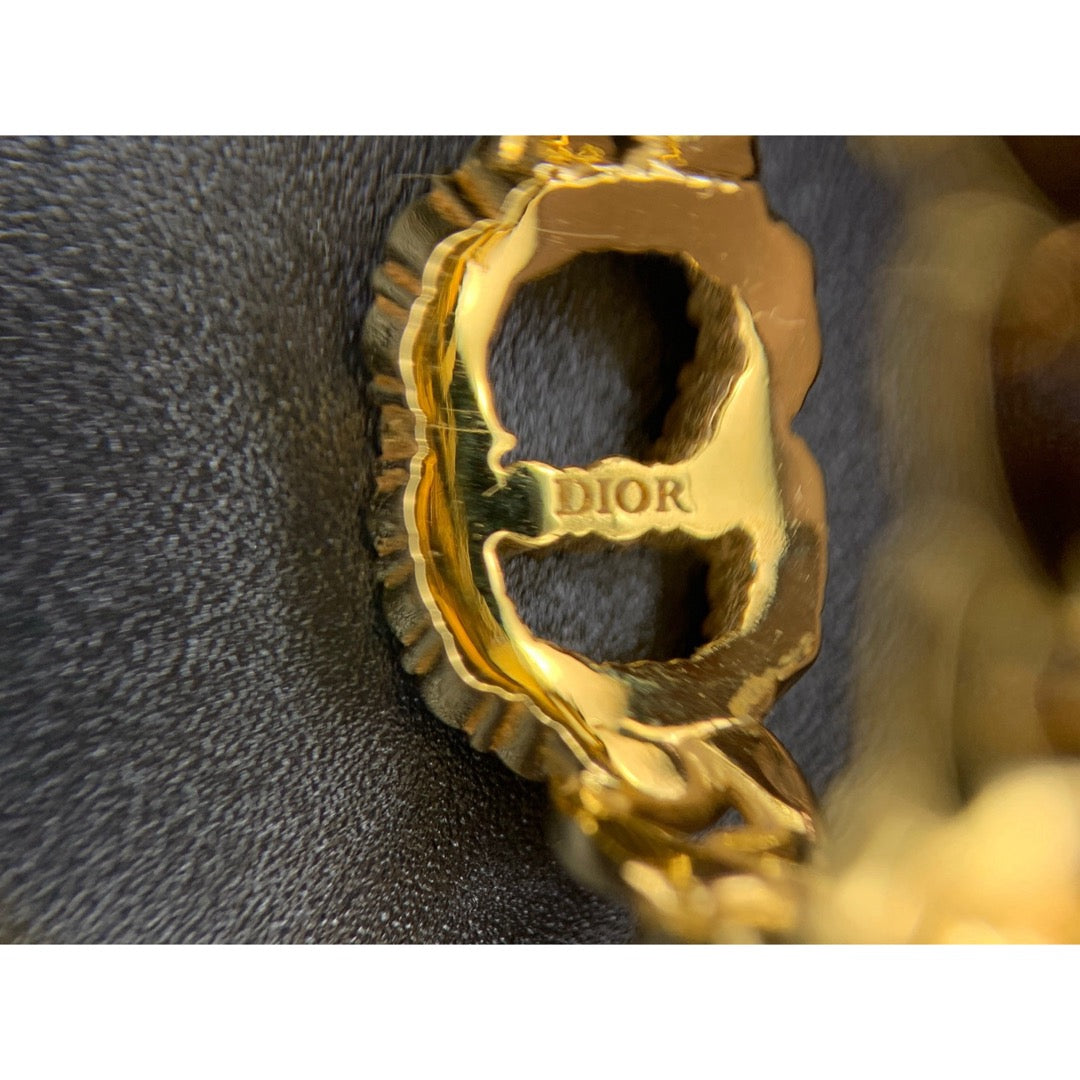 Very Good ( Rank A) ｜ Dior Rhinestone Golden Plated Ring M Size ｜V25110624