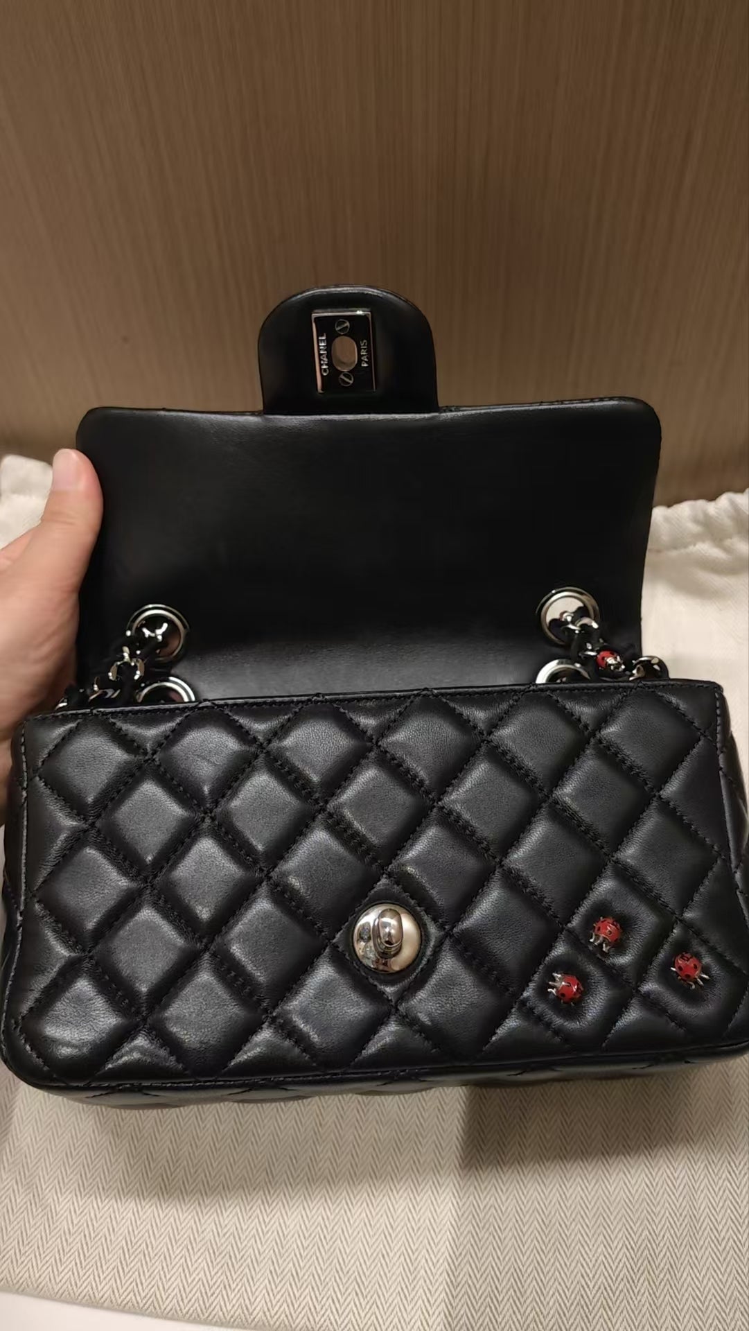 CHANEL Matrasse Single Flap 20 Shoulder Bag ladybug