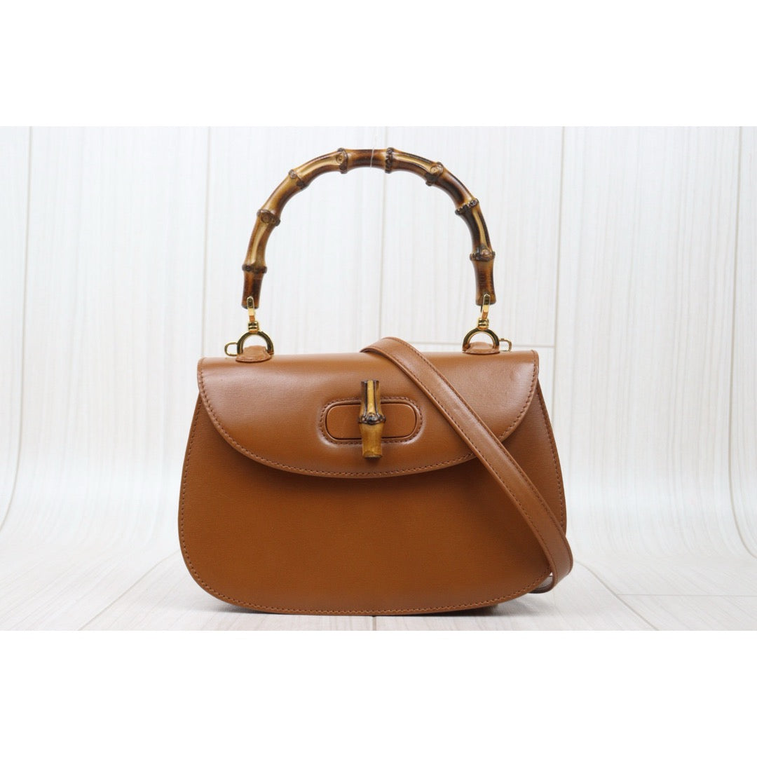 Very Good ( Rank A) ｜ GUCCI Vintage Bamboo Hand Bag With Shoulder Strap Brown ｜V24122606