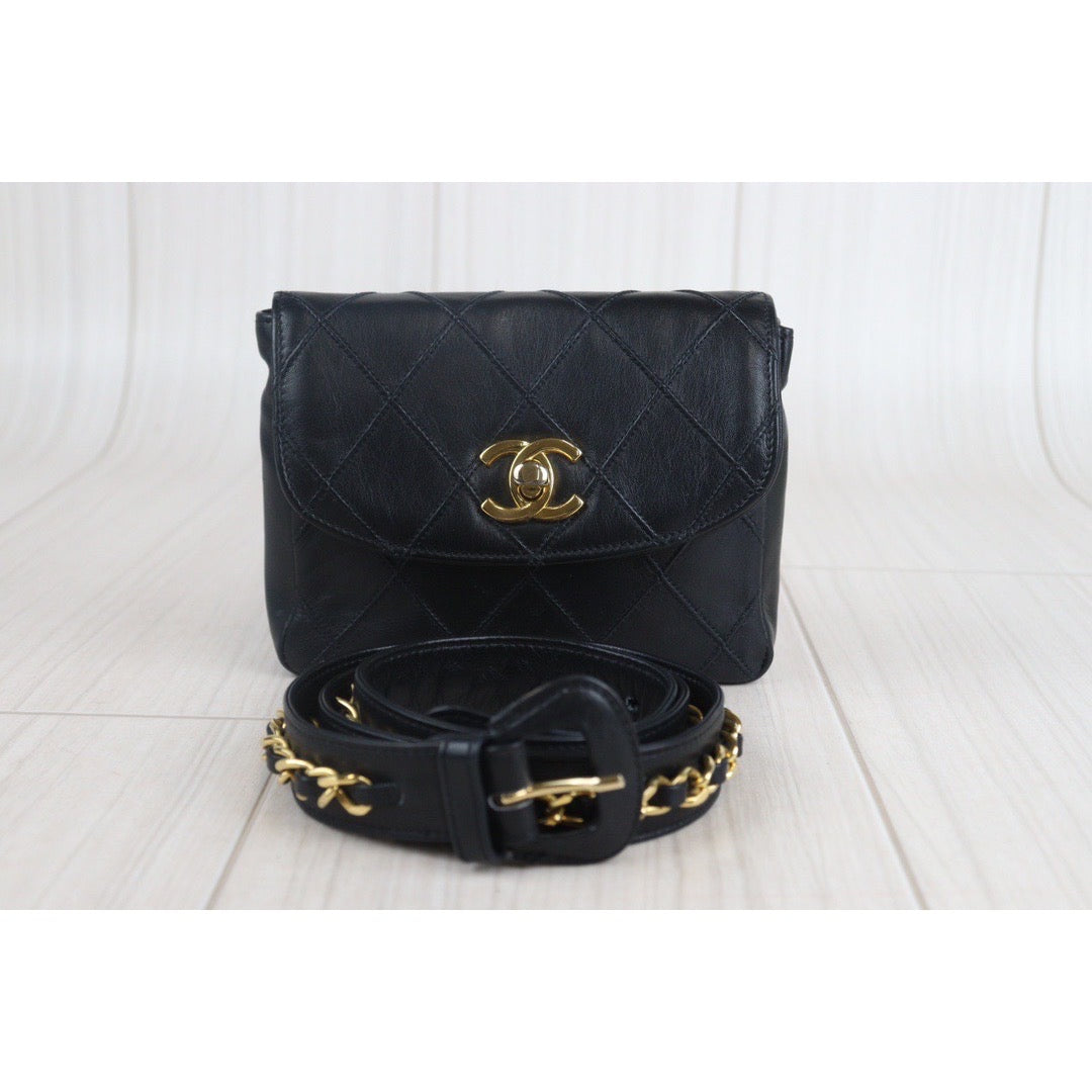 Rank A ｜ CHANEL Matrasse Lambskin Waist Bag｜23082619