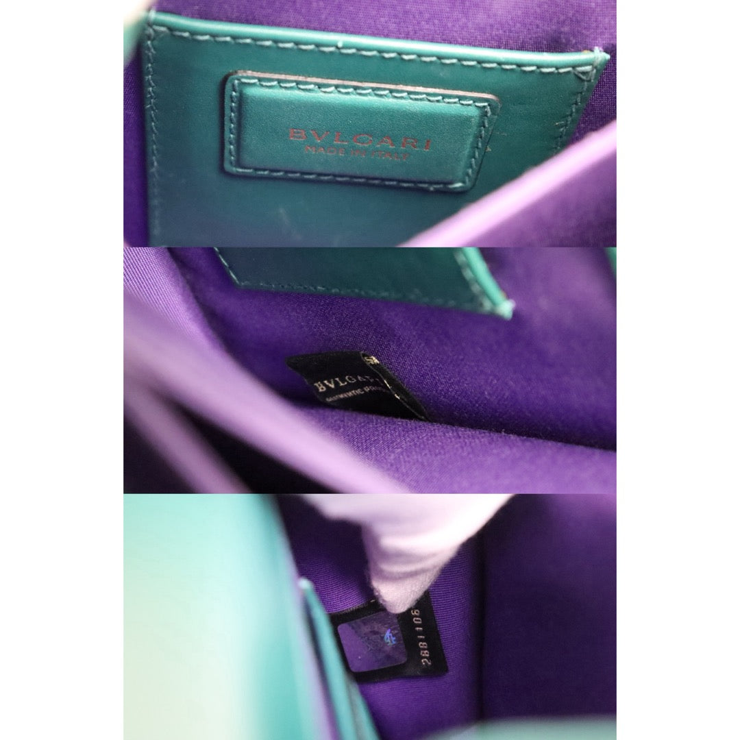 Include Entrupy Certificate of Authenticity｜Good ( Rank AB) ｜Bvlgari Calf Leather Serpenti Forever Top in Emerald Green Hand Bag With Shoulder Strap ｜S26090719