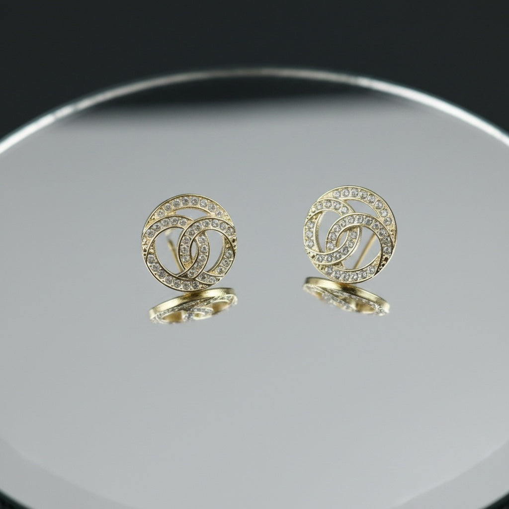 Include Authentic Detective Certificate of Authenticity｜Very Good ( Rank A) ｜CHANEL A19C COCO Mark Circlet Rhinestone Earrings Made In 2019Year｜S26070201