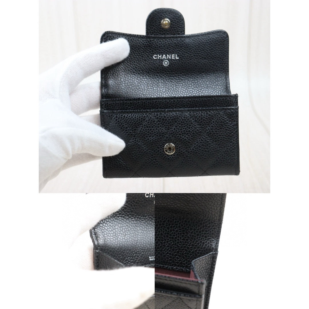 Good ( Rank AB)｜CHANEL Caviar Skin Leather Calf Leather  Card Holder Black Made In 2018 Year｜24110722