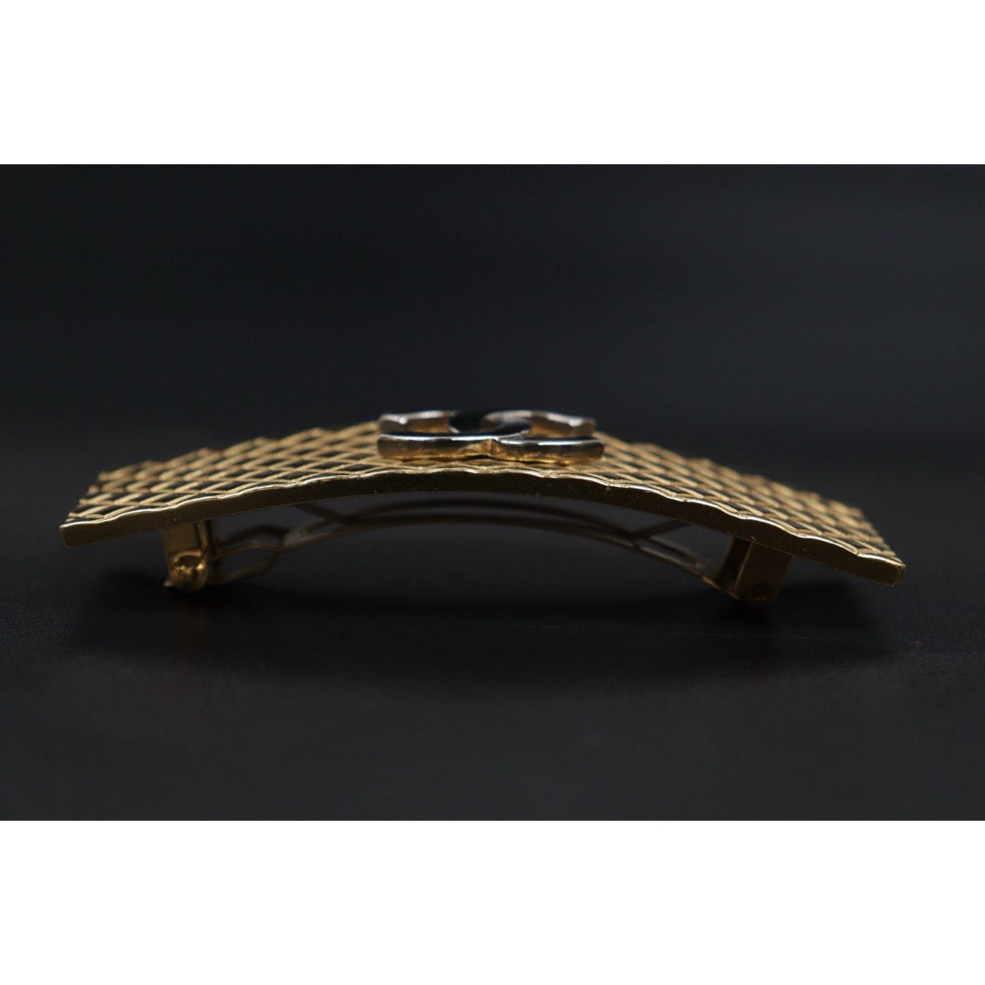 Include Authentic Detective Certificate of Authenticity｜Very Good ( Rank A)｜ CHANEL 98P Coco Mark  Diamond Pattern  Golden Hair Clip｜Y26040708