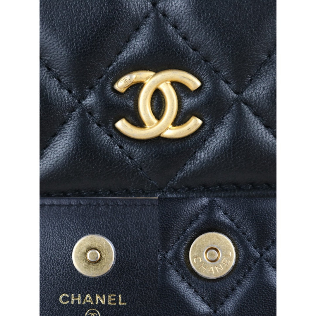 Include Entrupy Certificate of Authenticity｜Excellent（Rank SA）｜ CHANEL Matelasse Chain 23C Calfskin WOC Black IC Chips Model｜S26070902