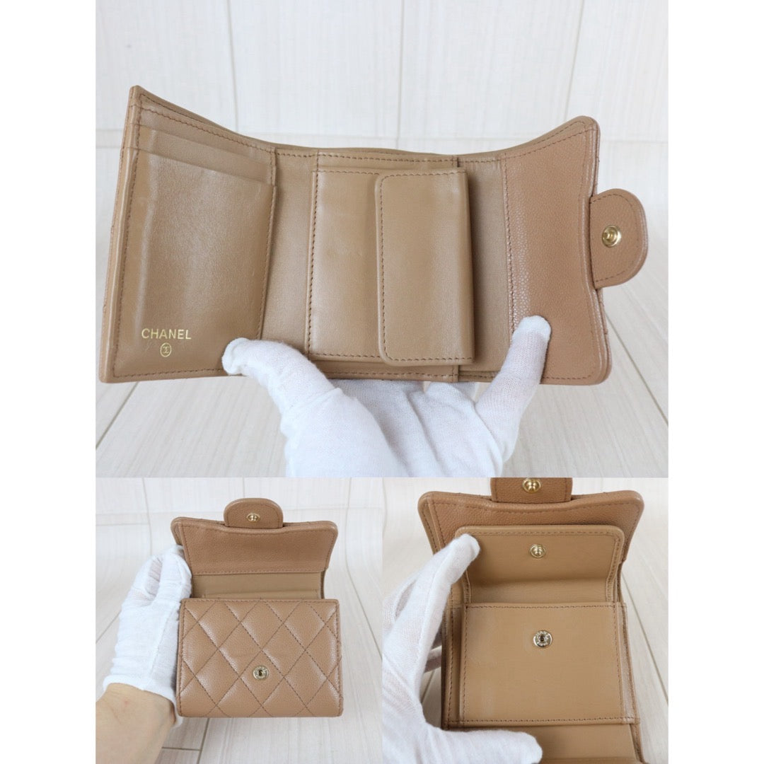 Include Entrupy Certificate of Authenticity｜Good ( Rank AB)｜Chanel Caviar Skin Nude Brown  Wallet IC Chips Model ｜S26072535