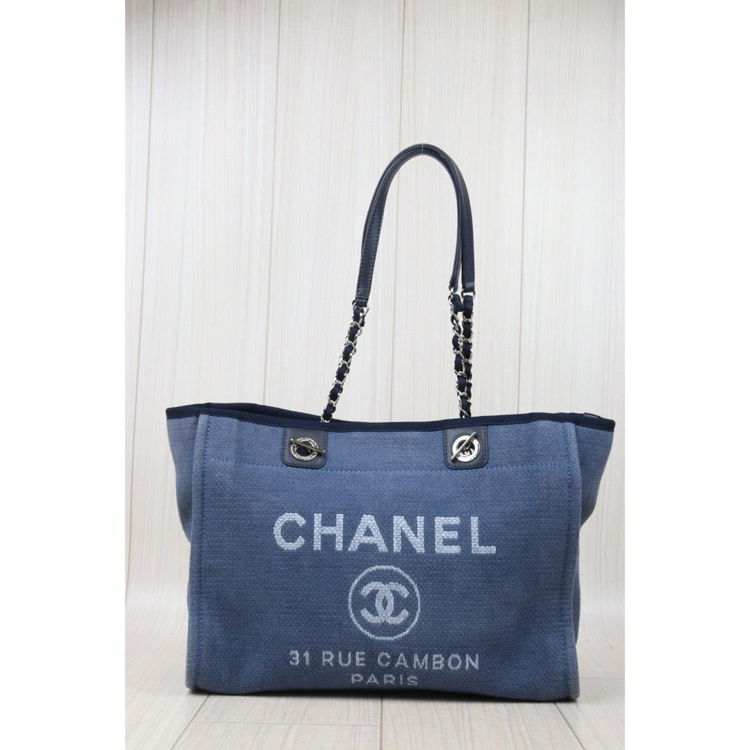 Good ( Rank AB)｜ CHANEL Canvas Tote Bag Blue  Made In 2012 Year｜P24092403