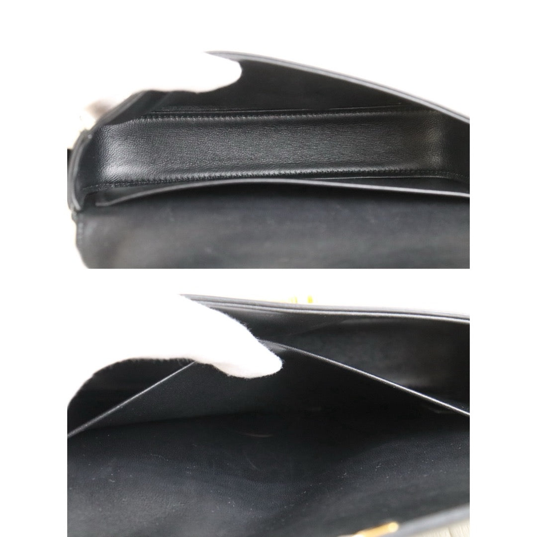 Very Good ( Rank A)｜CELINE Calf Leather Triomphe Black Shoulder Bag Golden Hardware｜S25103010