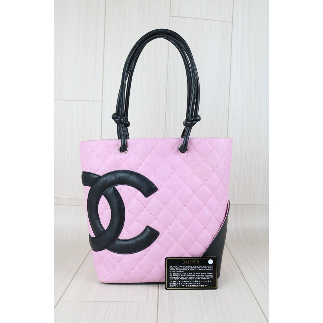 Include Entrupy Certificate of Authenticity｜Good ( Rank AB)｜ CHANEL Cambon Line Calf Leather Small Tote Bag Made In 2004-2005Year｜Y26051520