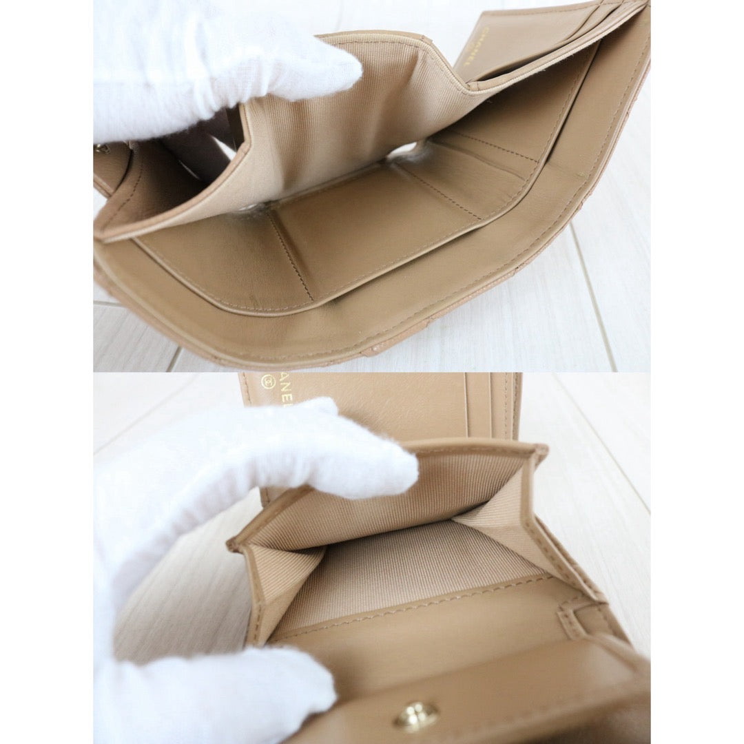 Include Entrupy Certificate of Authenticity｜Good ( Rank AB)｜Chanel Caviar Skin Nude Brown  Wallet IC Chips Model ｜S26072535