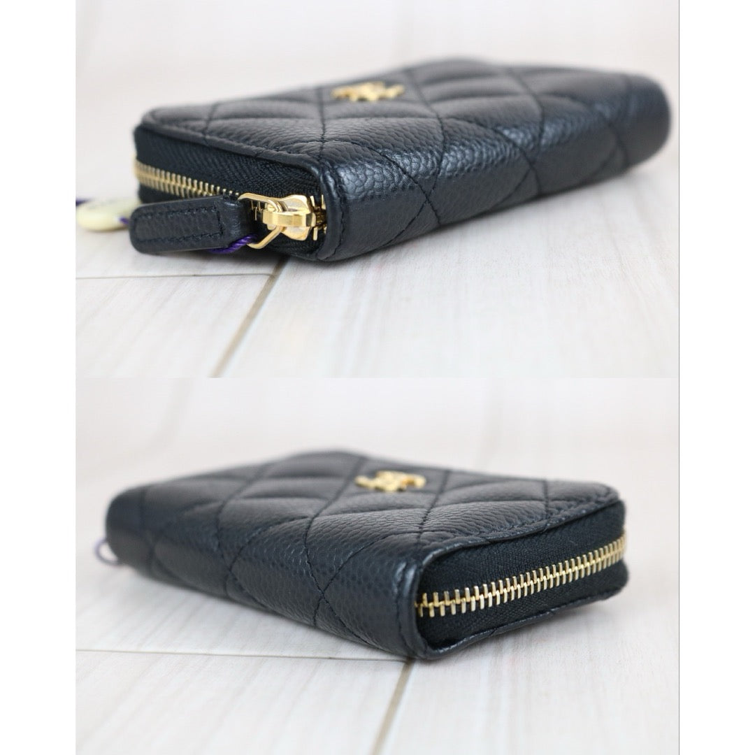 Include Entrupy Certificate of Authenticity｜Very Good ( Rank A)｜CHANEL Caviar Skin Black Zipper Wallet Made In 2018Year｜X26061803