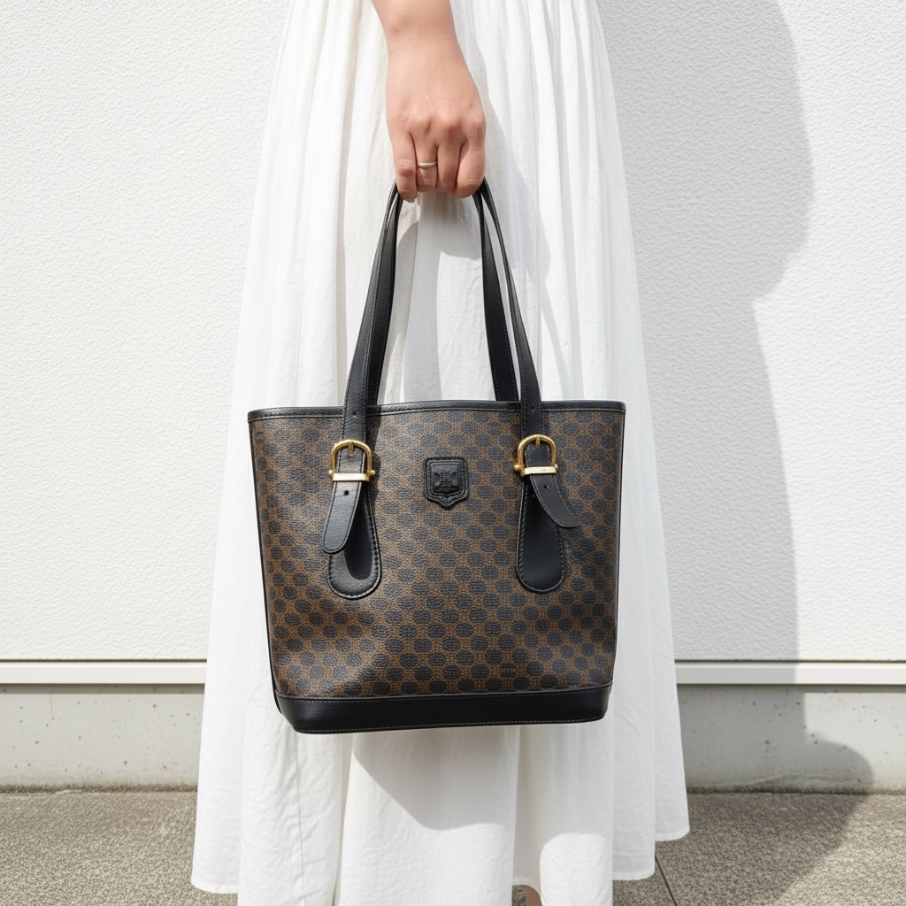Include Entrupy Certificate of Authenticity｜Good ( Rank AB)｜CELINE Macadam Tote Bag  Black｜26040204