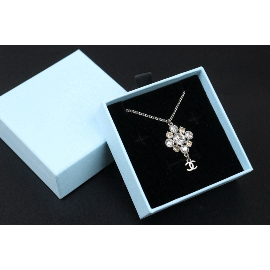 Very Good ( Rank A)｜ CHANEL COCO Mark Silver Plating Diamond Necklace  ｜S24112505