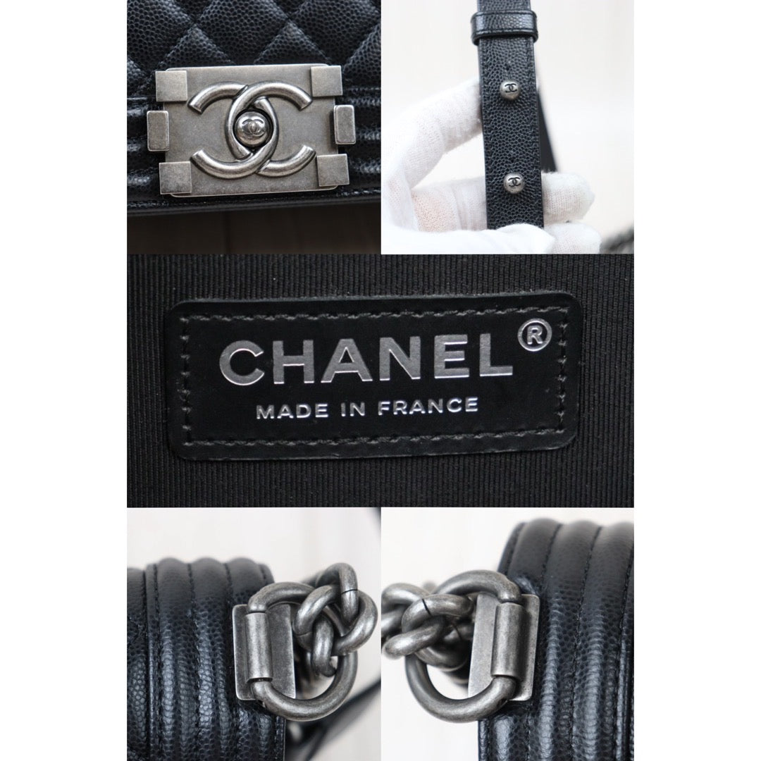 Rank A ｜CHANEL Caviar Skin  LeBoy Chain Shoulder Bag Medium Black  Made In 2018Year｜S24052207