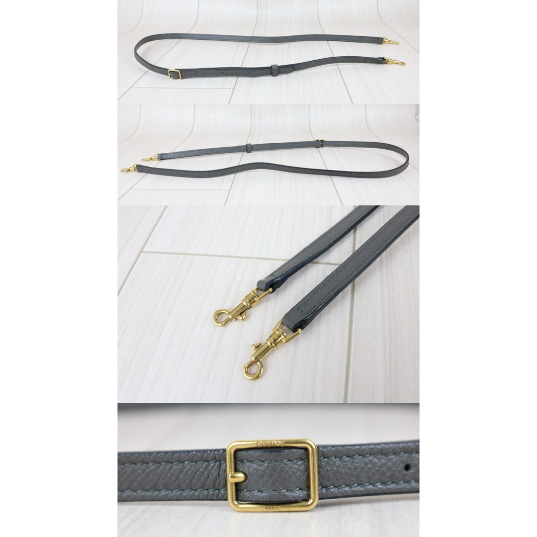 Include Entrupy Certificate of Authenticity｜Very Good ( Rank A)｜CELINE Calf Leather Belt Pico Handbag Shoulder Bag Etoupe Gray｜X26100714