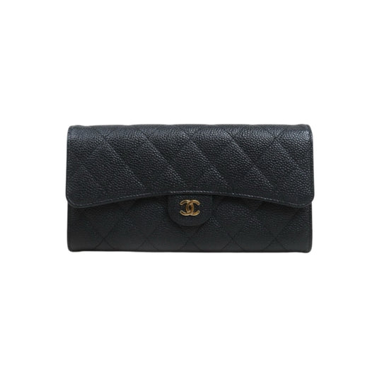 Include Entrupy Certificate of Authenticity｜Very Good ( Rank A)｜CHANEL Caviar Skin Black Long Wallet Made In 2016-2017Year｜26100701