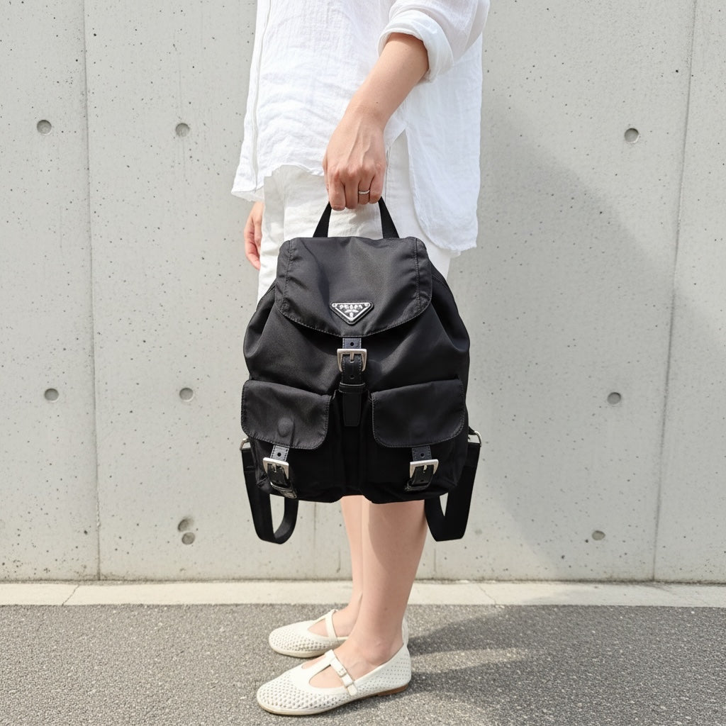 Include Entrupy Certificate of Authenticity｜Good ( Rank AB) ｜Prada  Nylon Black Backpack Small｜26070202