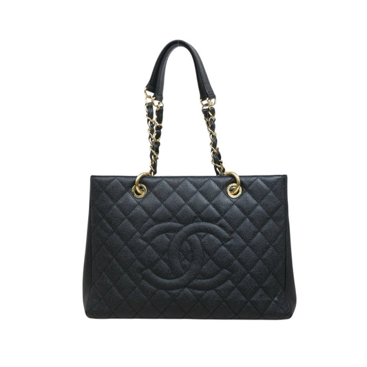 Very Good ( Rank A) ｜ CHANEL Caviar Skin Matrasse Chain GST Tote Bag  Black  Made In 2013-2014Year｜S26020104