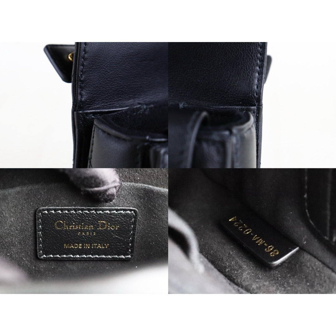 Very Good ( Rank A) ｜Dior Calfskin Mini Jolie Top  Handle  Handbag  Shoulder Bag Black  ｜H25063016