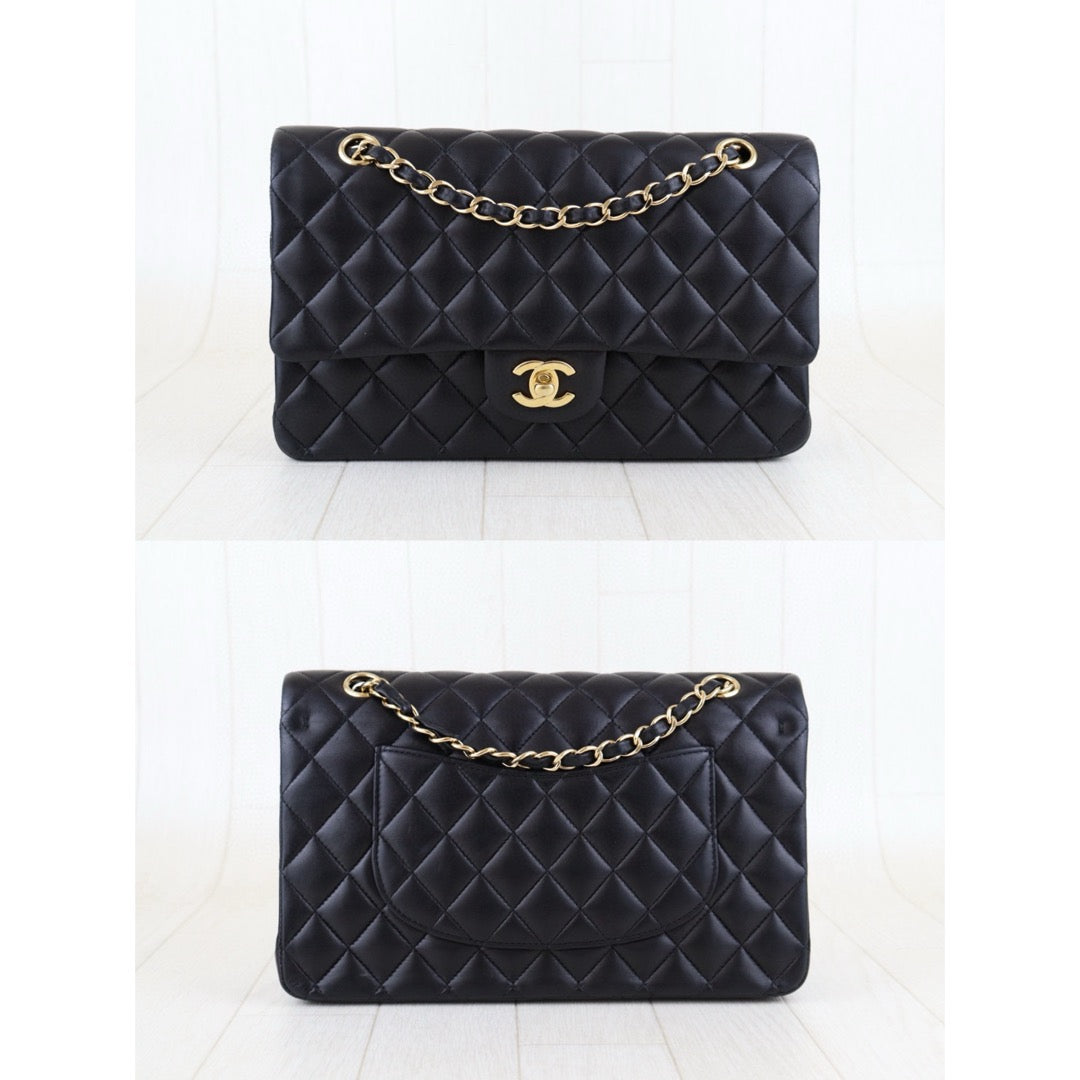 Very Good ( Rank A) ｜ CHANEL  Lamb Skin Black Double Flap 25 Medium Shoulder Bag Made in 2011 Year ｜H25011318