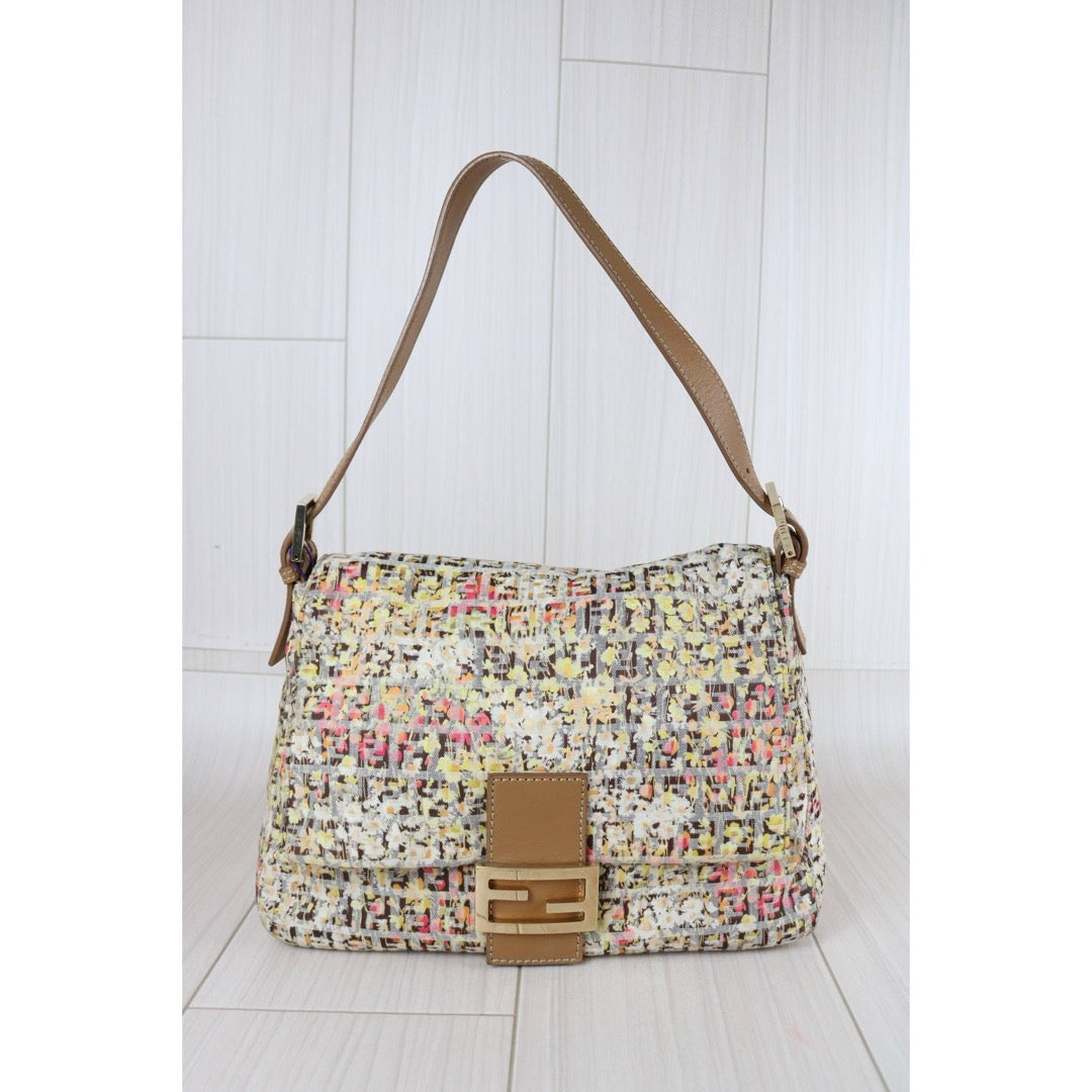 Include Entrupy Certificate of Authenticity｜Good ( Rank AB)｜ FENDI Zucca Mamma Baguette Floral Shoulder Bag Brown｜S26073108