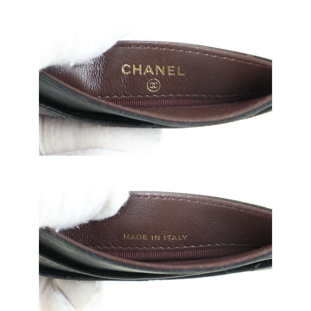 Include Entrupy Certificate of Authenticity｜Very Good ( Rank A)｜Chanel Lamb Skin Black Card Holder  Made In 2021-2022Year ｜S26052511