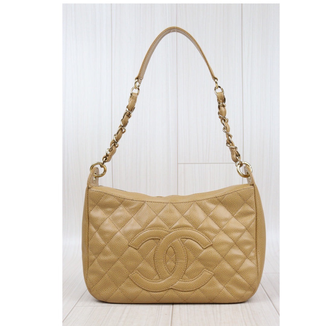 Good ( Rank AB) ｜ CHANEL Half Moon Shoulder Bag Beige Made In 2002-2003 Year  ｜24030113