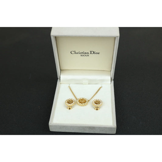 Excellent（Rank SA）｜ Dior CD Rhinestone Necklace Earring Set ｜S24111803