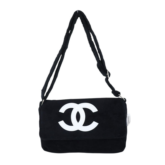 Very Good ( Rank A)｜CHANEL Precision Terry Cloth Flap Shoulder Bag Black VIP Gift｜S26090720