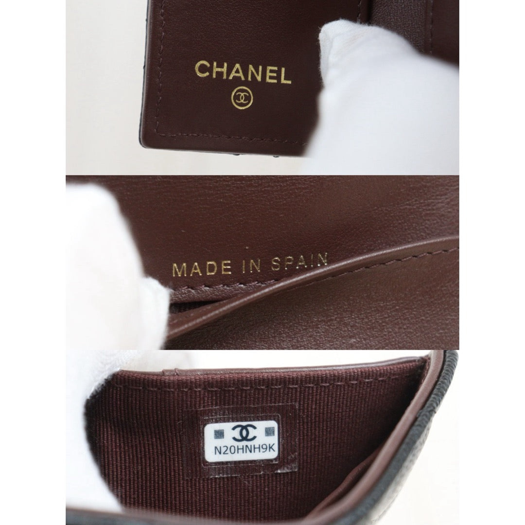 Good ( Rank AB)｜Chanel Caviar Skin Black Wallet IC Chips Model ｜25082205
