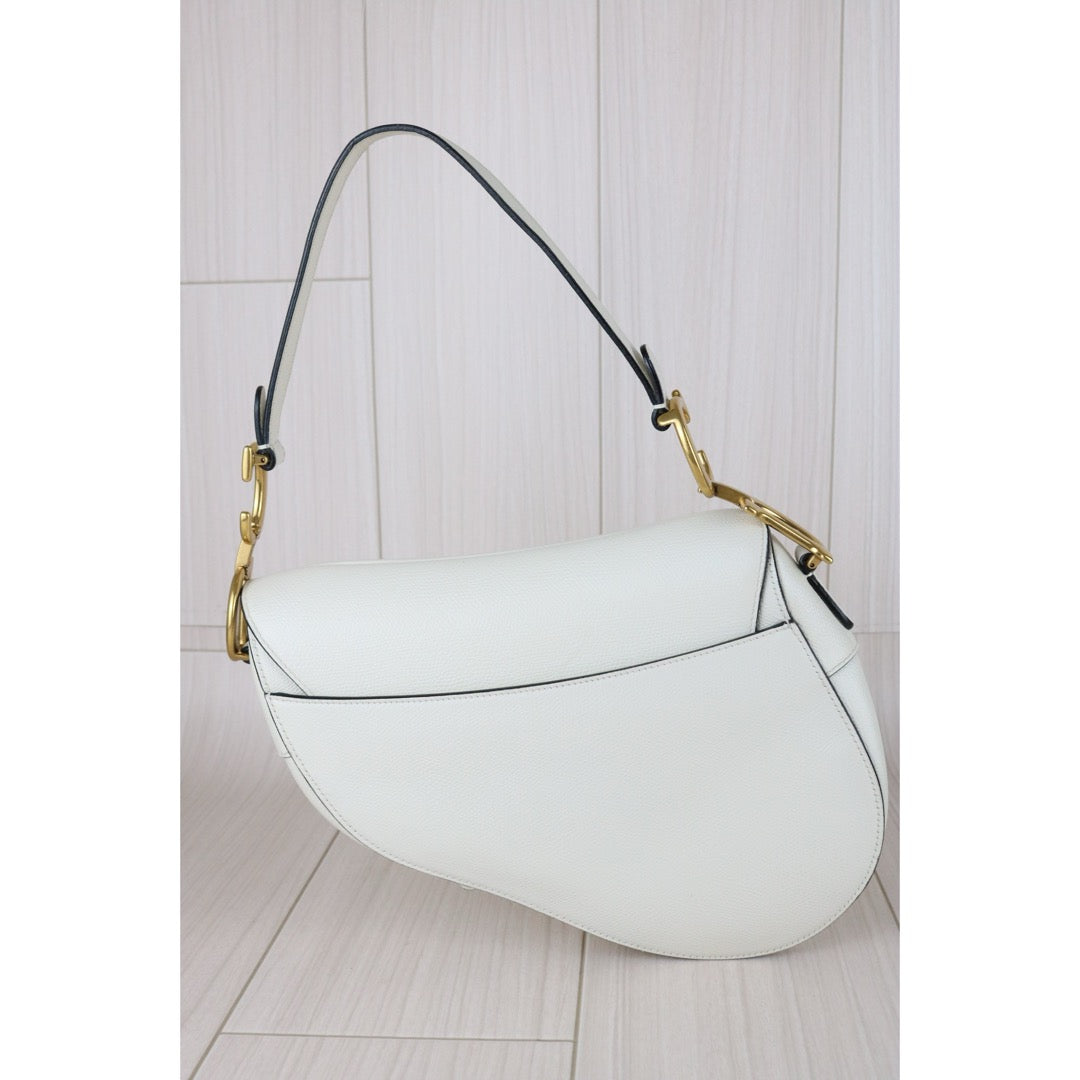 Very Good ( Rank A)｜Dior Trotter Saddle Shoulder Bag Medium White Current Model｜S25091009