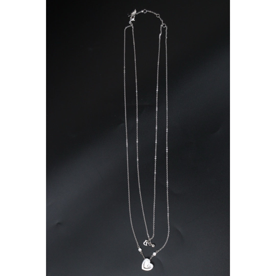 Very Good ( Rank A) ｜ Dior CD Heart Rhinestone Double Chain Long Necklace ｜V25121116