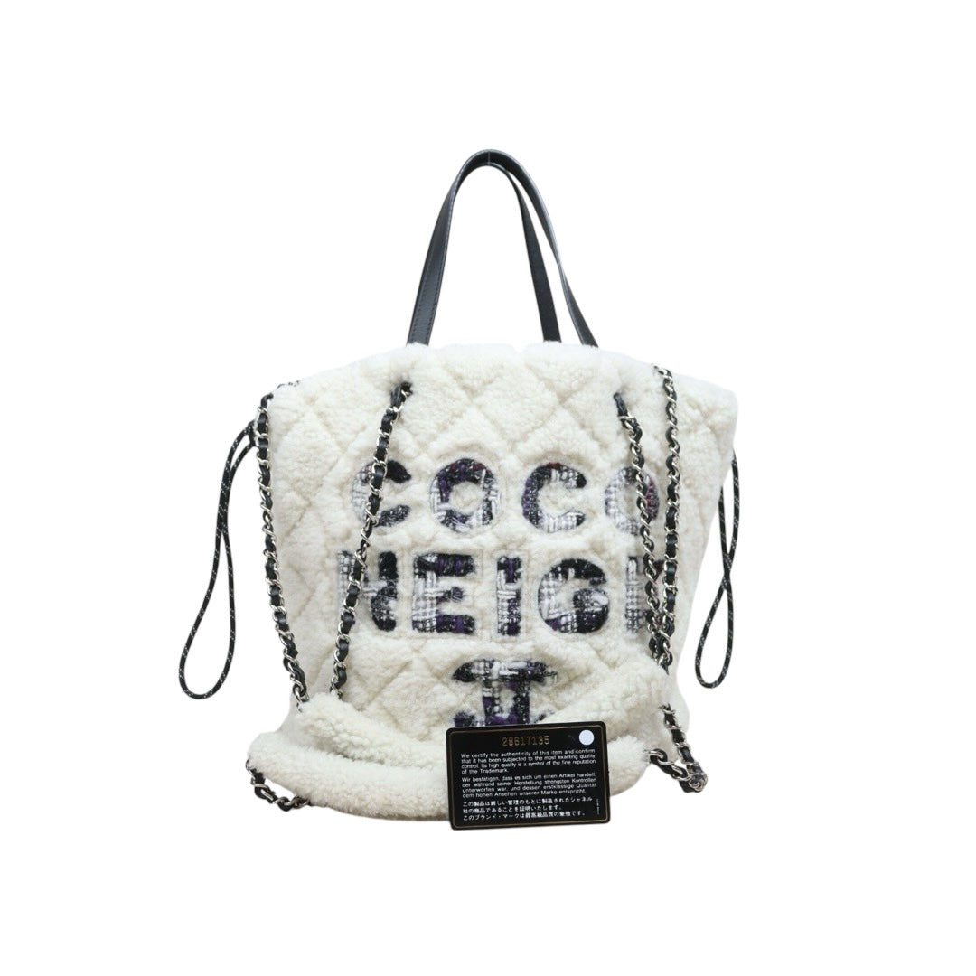 Include Entrupy Certificate of Authenticity｜Very Good ( Rank A) ｜ CHANEL Coco Neige Series Lamb Wool ToteBag Made In 2019～2020Year ｜Y26040602