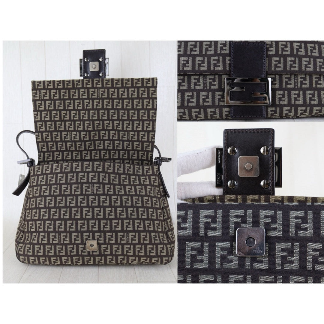 Include Entrupy Certificate of Authenticity｜Good ( Rank AB)｜ FENDI Zucca Mamma Baguette Shoulder Bag Brown｜S26082302
