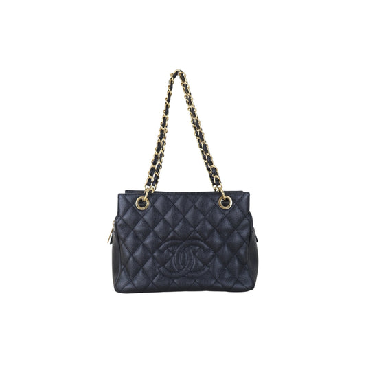 Include Entrupy Certificate of Authenticity｜Very Good ( Rank A)｜ CHANEL Caviar Skin Matrasse Chain PPT Tote Bag Black  Made In 2012｜S26090711