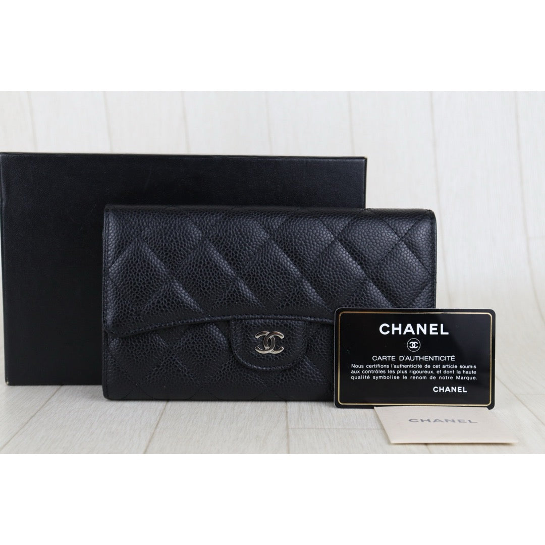 Excellent（Rank SA）｜Chanel Caviar Skin Black  Wallet Made In 2015-2016Year ｜S25061703